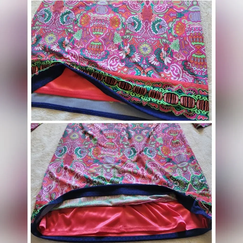 LAUNDRY by SHELLI SEGAL Multi-Color Vibrant Pattern Floral Pull On Dress *sz S*